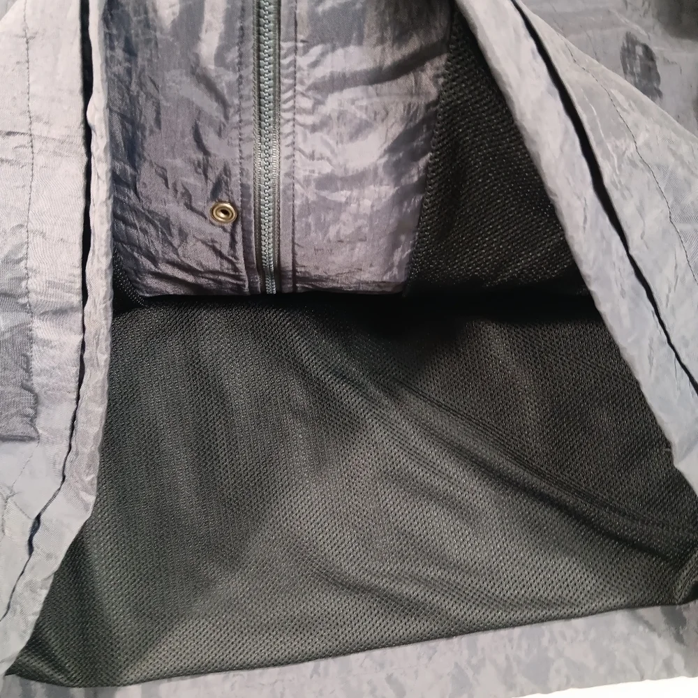 Vintage 90s Nike Jacket Mens Large Gray Raincoat Windbreaker Hoodied Full Zip